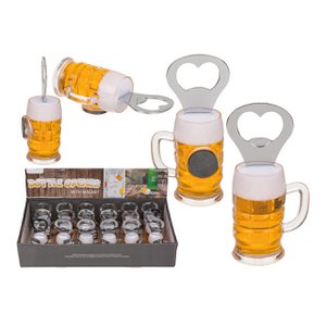 Bottle opener beer glass, with magnet, made of yellow metal (W/H/D) 3x10x3cm