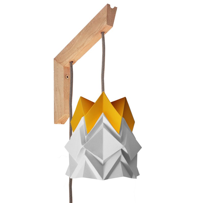 Drewniana lampa ścienna i małe zawieszenie Bicolor Origami z papieru