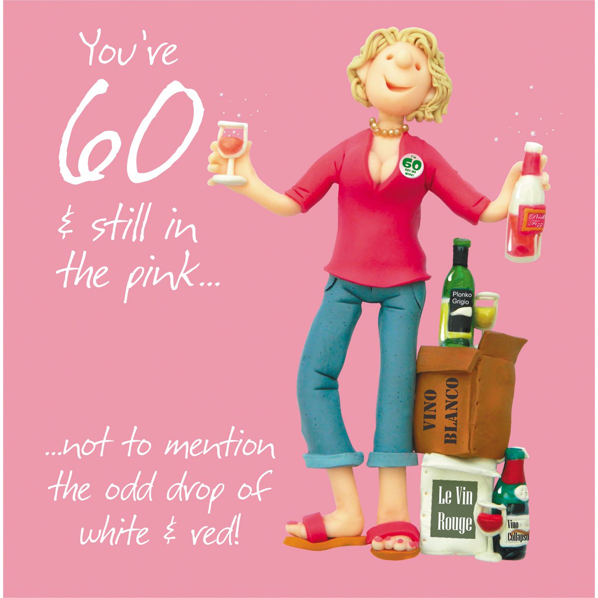 Biglietto d'auguri numerato 60 e Still in the Pink