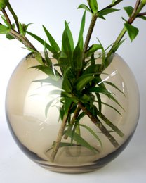 Vase glass round brown glass vase handmade ball vase low