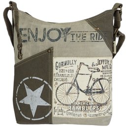 Sunsa skuldertaske til kvinder. Håndtaske lavet af canvas (canvas) & læder. Skuldertaske i vintage stil. Stor crossbody taske til kvinder.