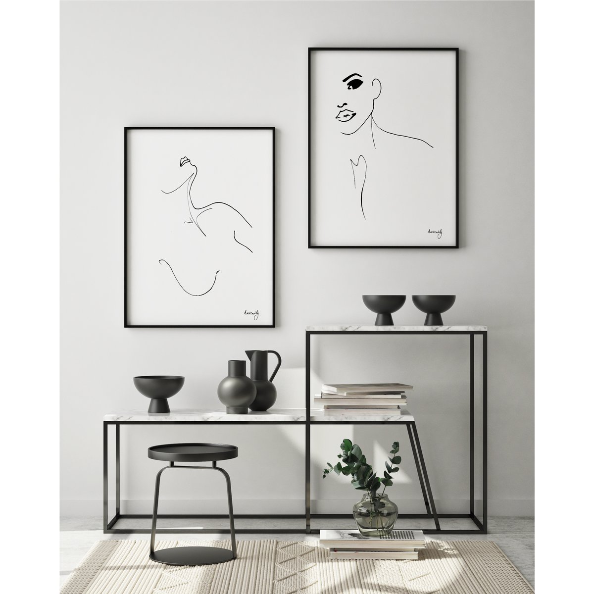 Seduction - Woman Sculpture Line Art Print