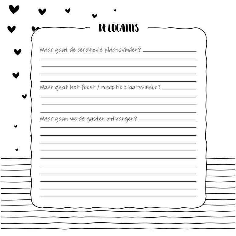 Fill-in Book SilliBeads - My Wedding Planner Fill-in Book - Relié Wire-o (GAMME NOIR/BLANC)