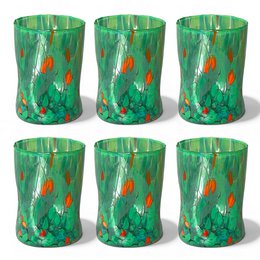 Verres Naif Tumbler en verre soufflé et fait main avec murrine de Murano, ligne « I Colori di Murano » 395 ml. Fabriqué en Italie