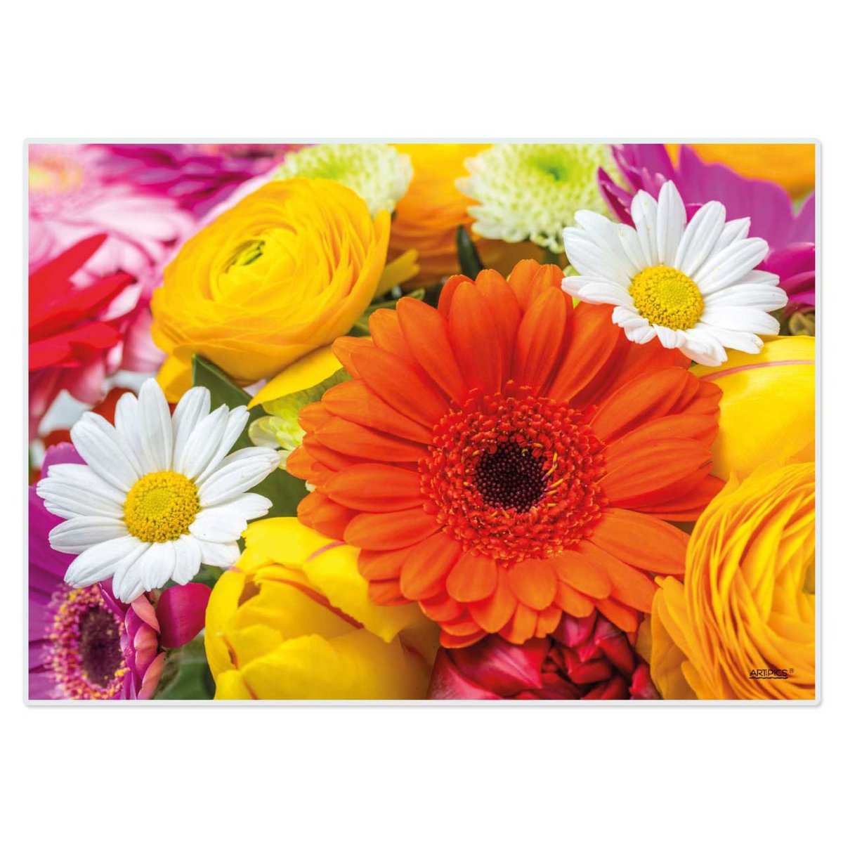 Artipics placemats wasbaar set van 4 Flower Power placemats kunststof 42x30 cm placemats placemats decoratieve tafelmatten keuken, eethoek, gasten, binnen, buiten
