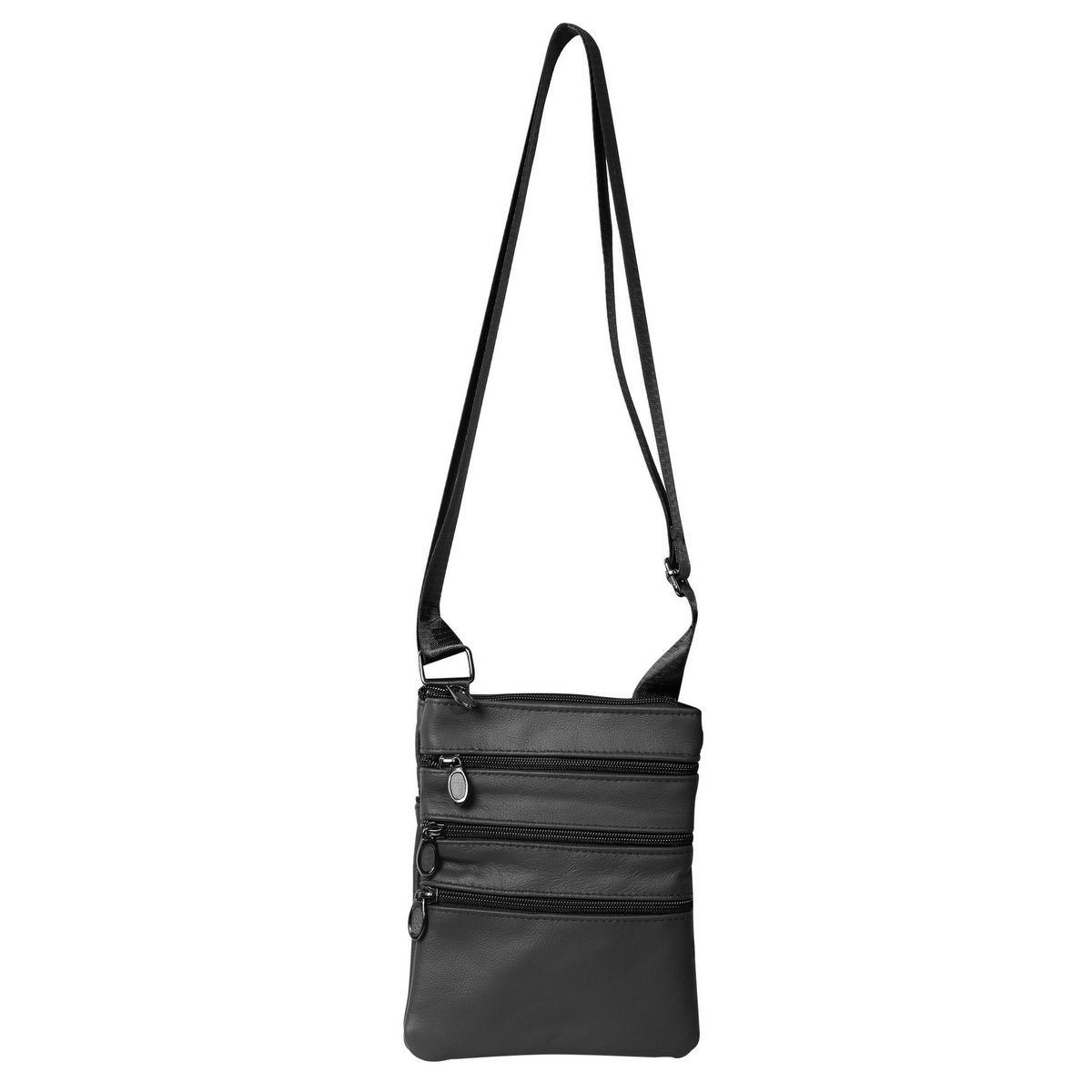 Sac à bandoulière en cuir véritable, unisexe, noir