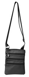 Borsa a tracolla in vera pelle, unisex, nera