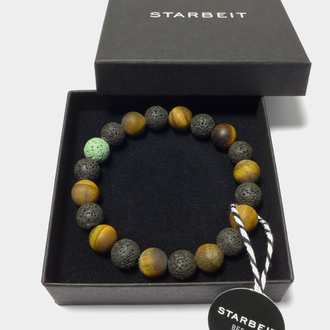 Pearl Power MR22 – men's bracelet made of natural stone with lava stone and tiger eye