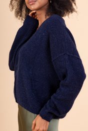 Dame cardigan - Premium kvalitet - Blød strik dyb V-hals med knapper - ALPACA/ULD - 23050