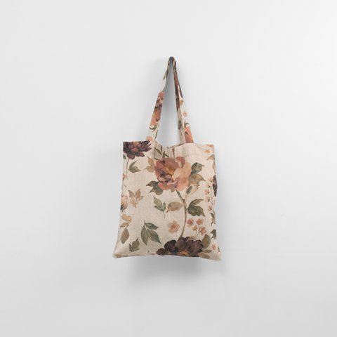 Vintage Rose Linen Tote Bag