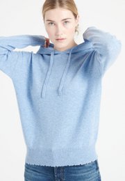 MIA 16 Felpa con cappuccio in cashmere con finiture cesellate color celeste