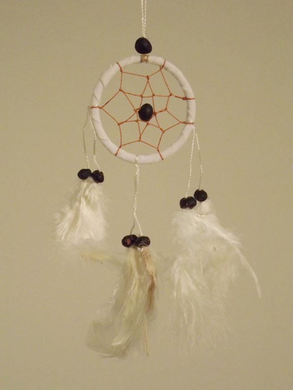 White mini dreamcatcher 6 cm.