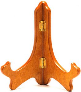 Plate stand gold-coloured wood