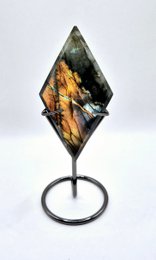 Diamant de pierre précieuse labradorite flashy avec support (cadeau de Noël)