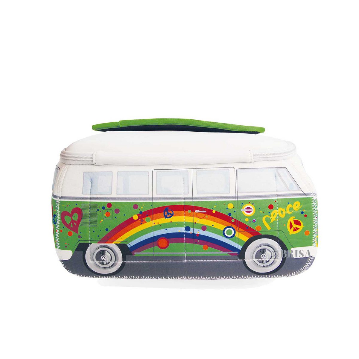 Volkswagen VW T1 Bus 3D Bolsa universal de neopreno, grande - Love Bus/Verde