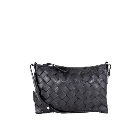 Trine Woven Clutch Large Zwart