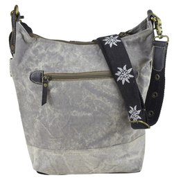 Domelo traditional bag. Women's shoulder bag. Dirndl shoulder bag made of canvas and leather. Handbag in traditional style with deer edelweiss print. Crossbody bag for women as Oktoberfest accessories.