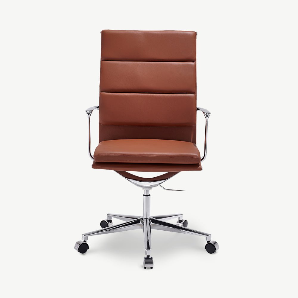 Maci Office Chair, Cognac Leather & Chrome