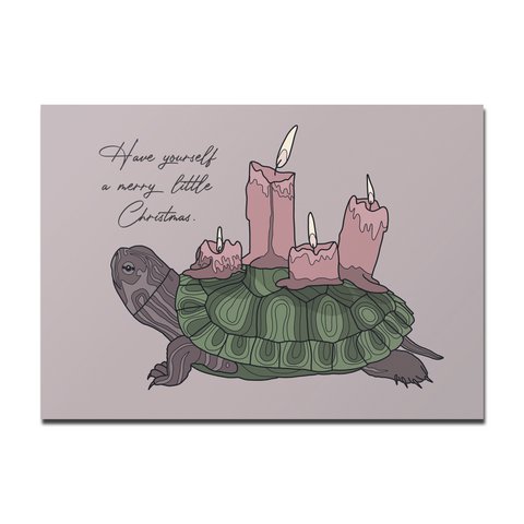 Ansichtkaart Kerst Schildpad Advent Krans
