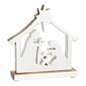 Nativity scene stand made of mango wood white (W/H/D) 17x20x5cm