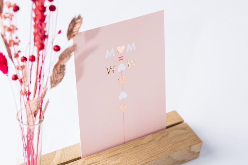 Trækortholder + tørrede blomster + kort mama