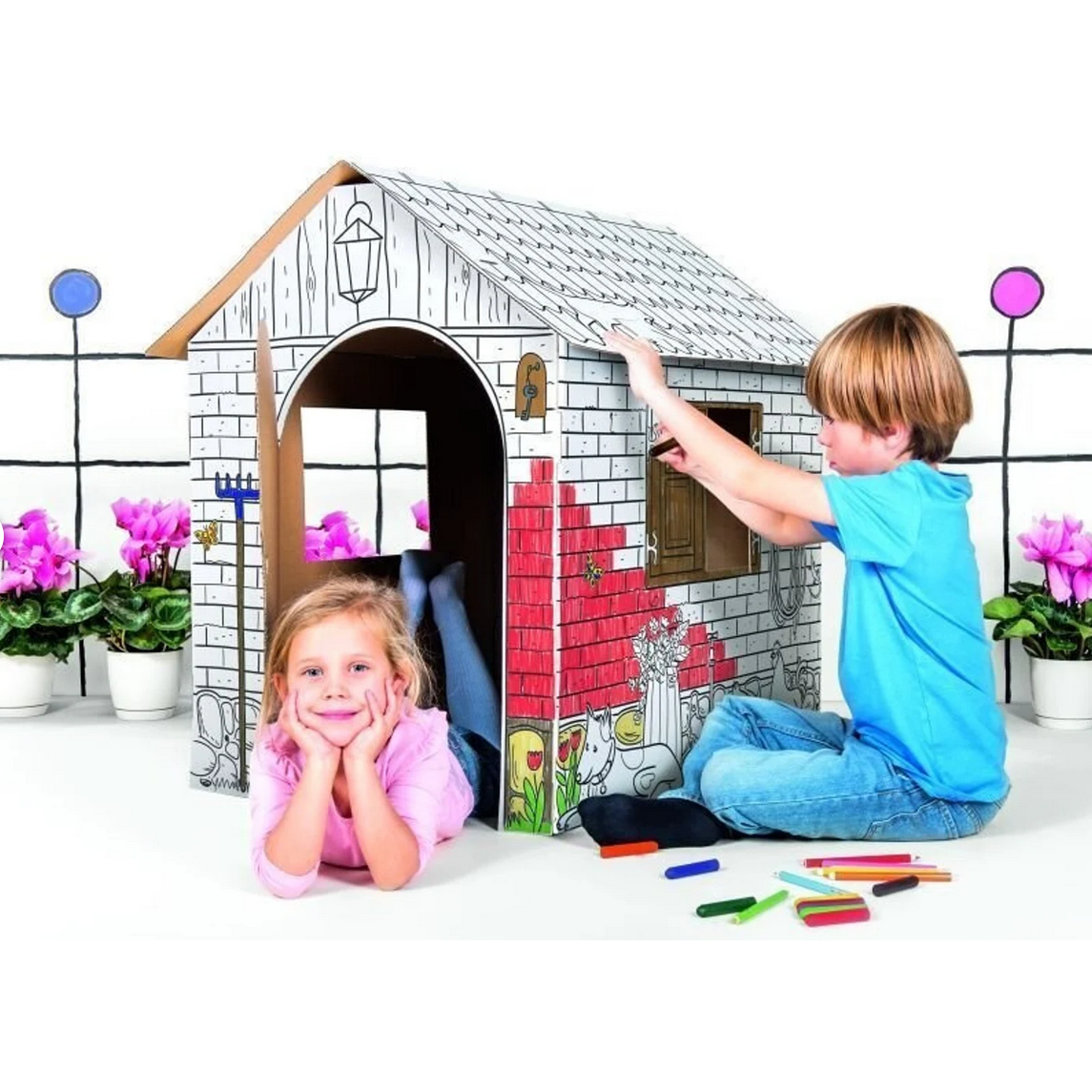 Creative Playhouse piccola fattoria, giocattolo di cartone per bambini, fai -da -te, costruzione e colorazione, 3+, ottimo regalo per compleanni e feste