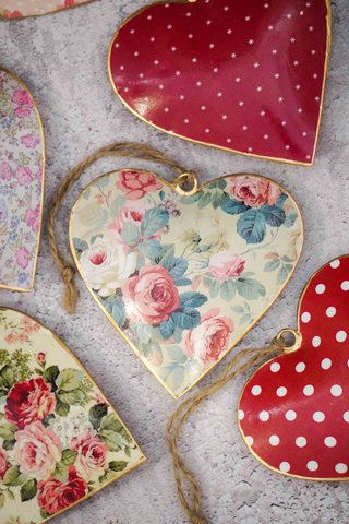 Hanging metal heart Retro 10 cm Isabelle Rose