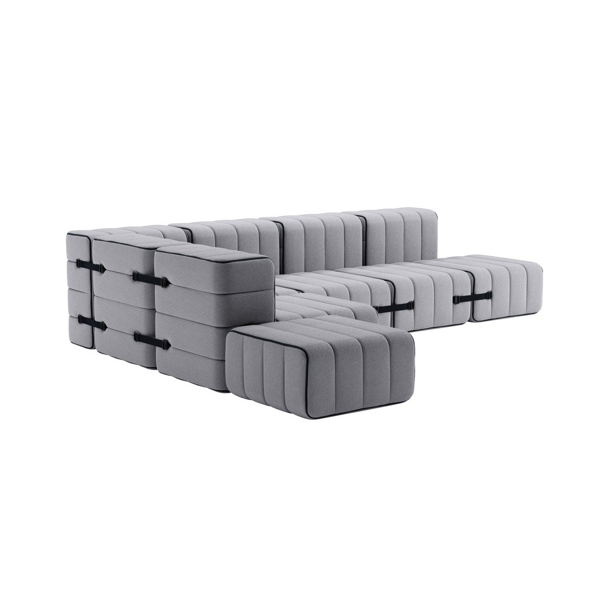 Curt-Set 12 - e.g. Flexible large corner sofa - Jet - 9803 (Grey)