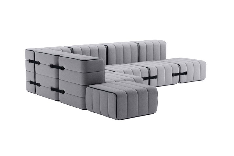 Curt-Set 12 - e.g. Flexible large corner sofa - Jet - 9803 (Grey)