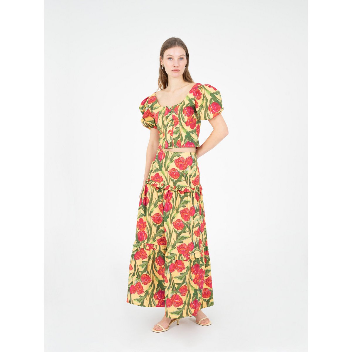 Zafira gele bloemenprint top
