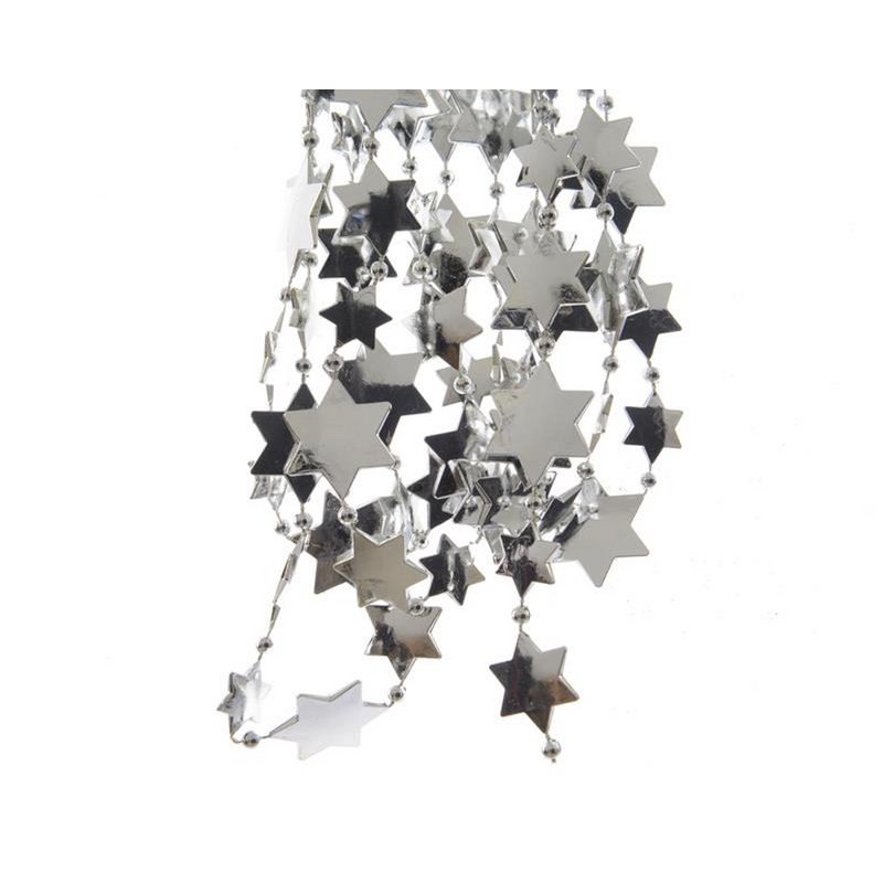 Bead garland star L270cm silver