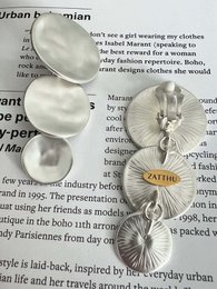 Meli long round statement earrings - silver