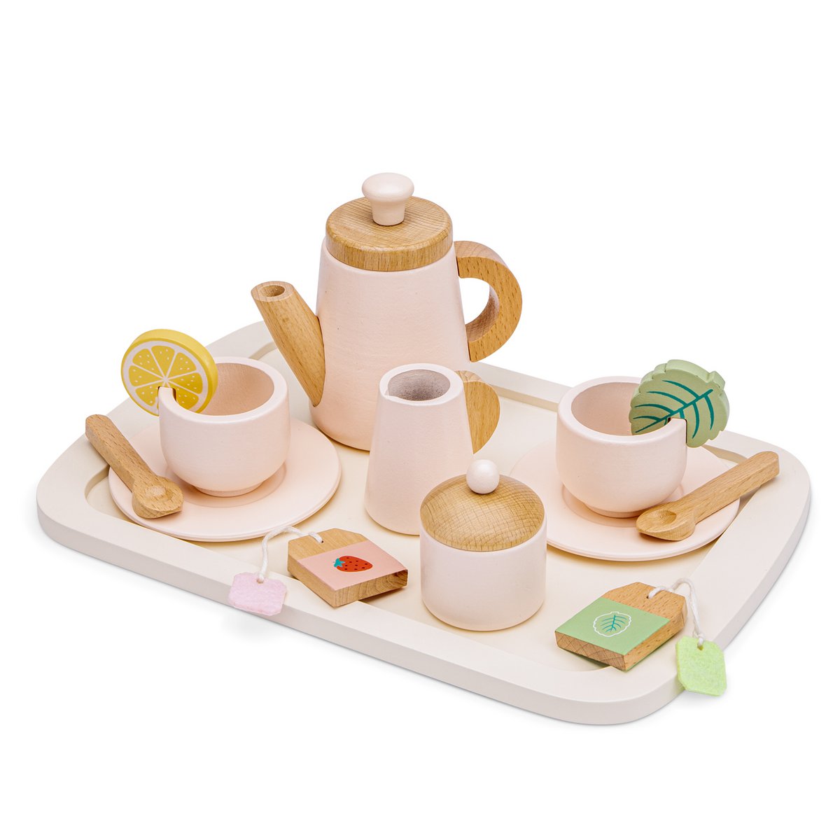 Houten Theeservies Roze - 16-delig