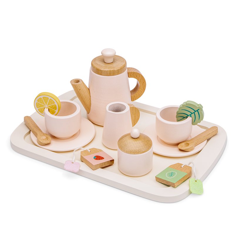 Wooden Tea Set Pink - 16-piece