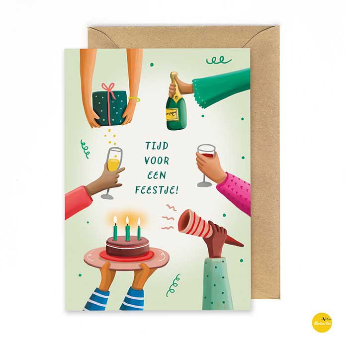 Greeting card Time for a party (folded card)