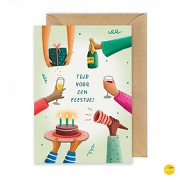 Greeting card Time for a party (folded card)