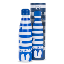  Blue and white striped water bottle with Miffy rabbit character design, 500ml kids bottle