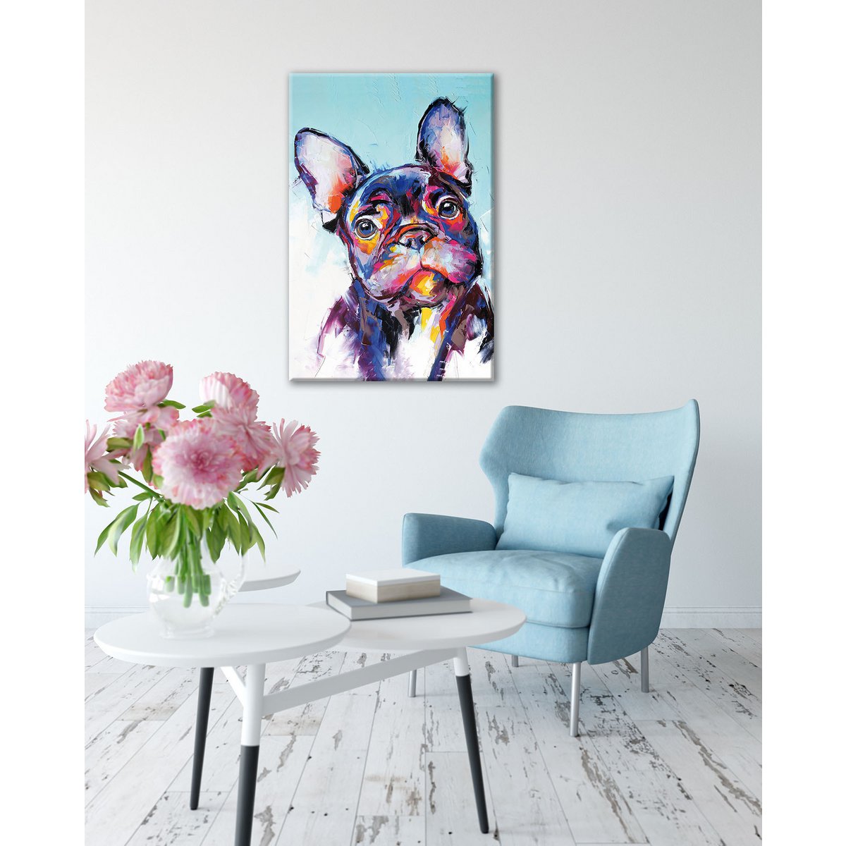 Wandfoto BULLDOG 60x90 cm canvas foto op spieraam decoratie modern