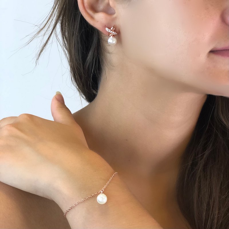 Chris Pearl krystal sæt og æske - rosa guld og krystal