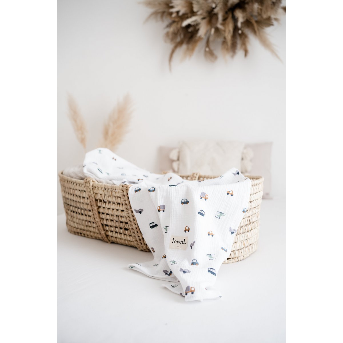 Babydecke Bio Musselindecke 120x120cm Fahrzeuge