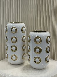 Gyldne 4-cirkel vase (CV11617-14WIT)