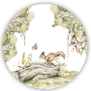 Self-adhesive wallpaper circle - Squirrels in the forest | children's room | from Ø 60 cm
