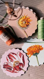 Coasters 10 motifs flowers - 12 sets