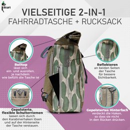 Kombination af cykelpose / rygsækbagageholder - bananblade