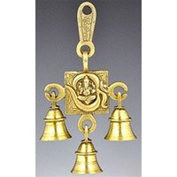 Om símbolo Ganesh latón macizo campana colgante de pared con tres B