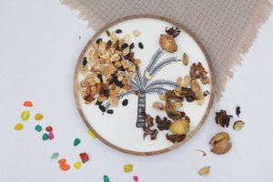 Tree Enamelled round tray