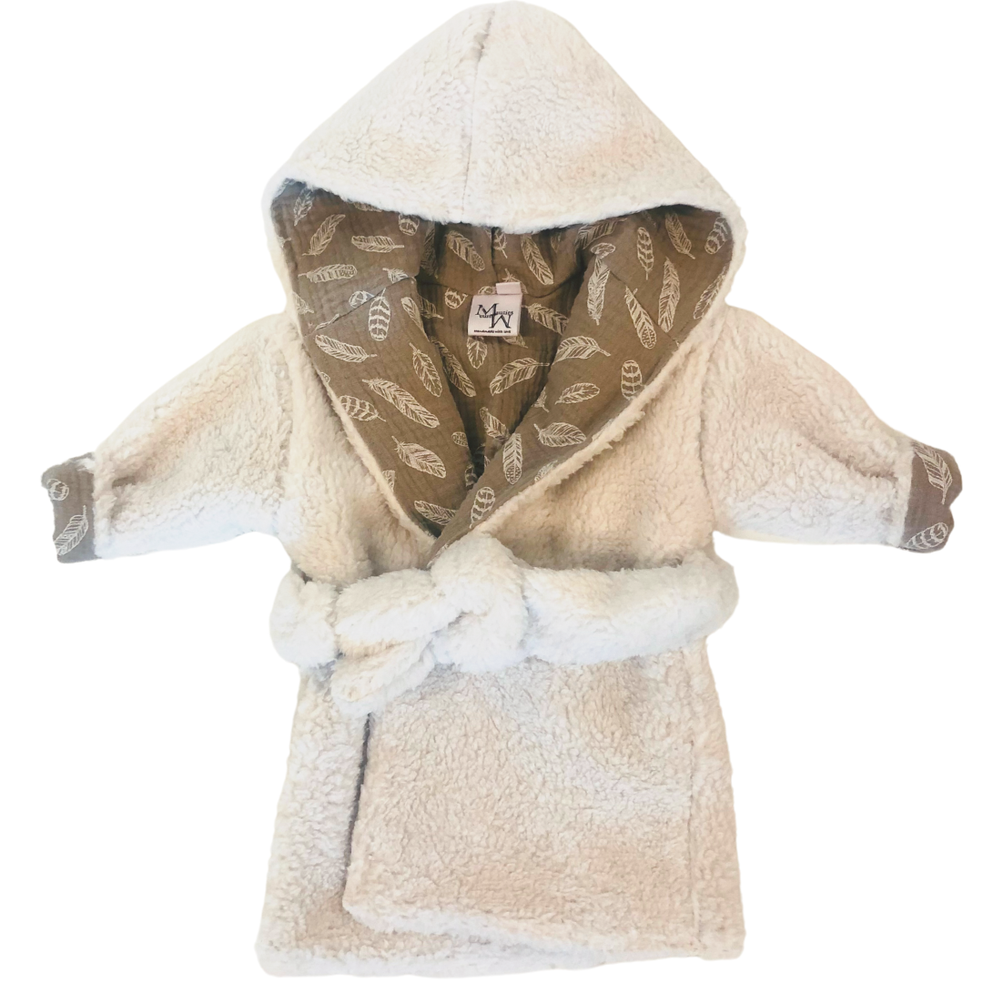 Bademantel | Teddy | Federn Taupe