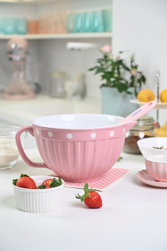 Bol à pâte rose avec anse et pois Isabelle Rose
