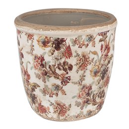 Blomsterpot Ø 14x13 cm beige lyserød keramisk blomsterpotte indeni