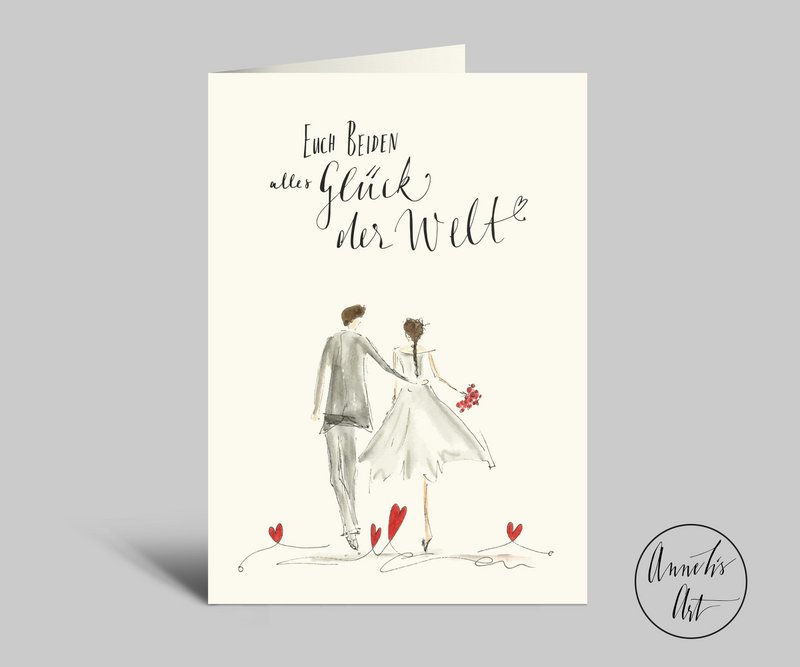 Hochzeitskarte | Glückwunschkarte zur Hochzeit mit Spruch | Klappkarte + Umschlag